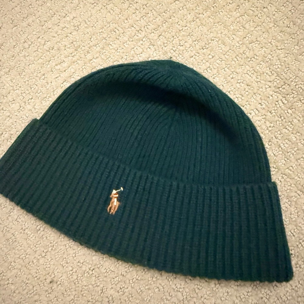 Ralph Lauren Polo Dark Green Ribbed Beanie